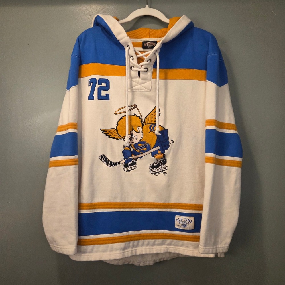 Old Time Hockey Men's Minnesota Fighting Saints Lace Up Pullover Hoodie Size M